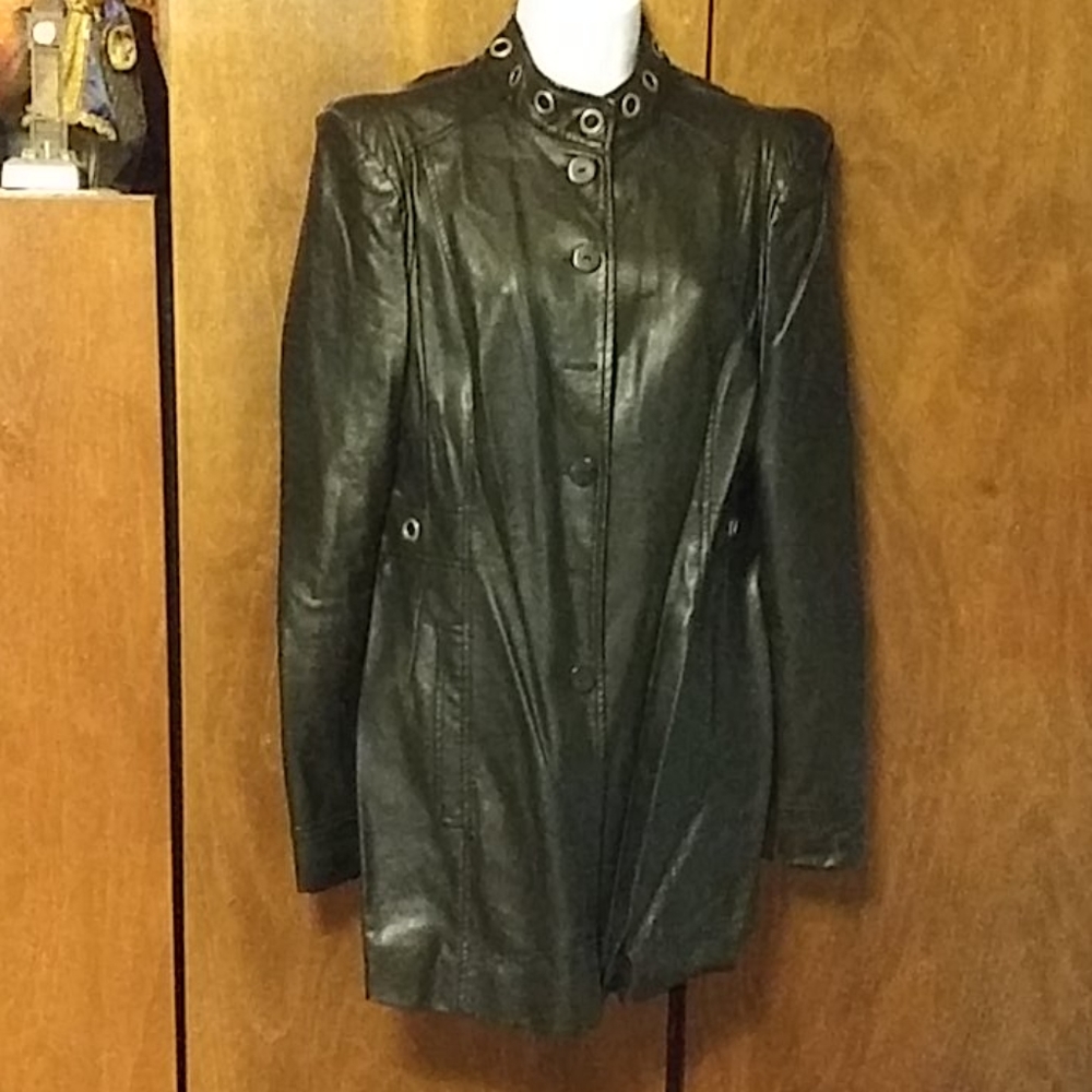 NWOT ARDEN B BLACK LEATHER GROMMET JACKET